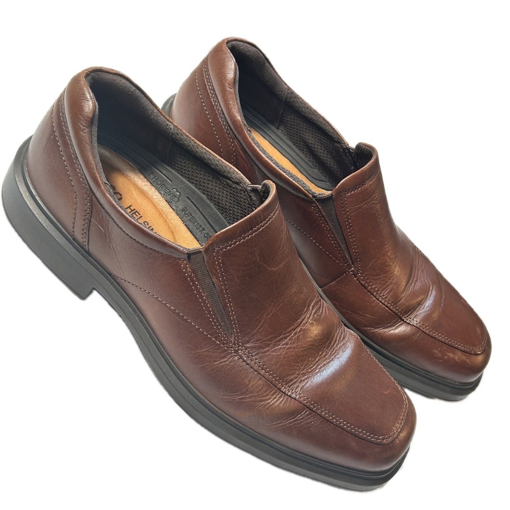 ECCO Helsinki 2 Mens 43 US 9 9.5 Brown Leather Slip On Dress Shoes Loafers